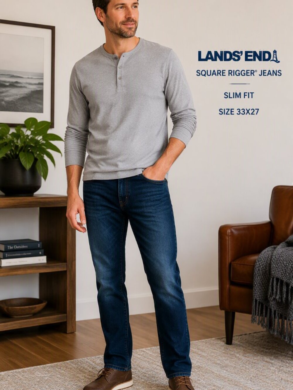 Lands End Square Rigger Jeans Slim fit Jeans Size 33X27